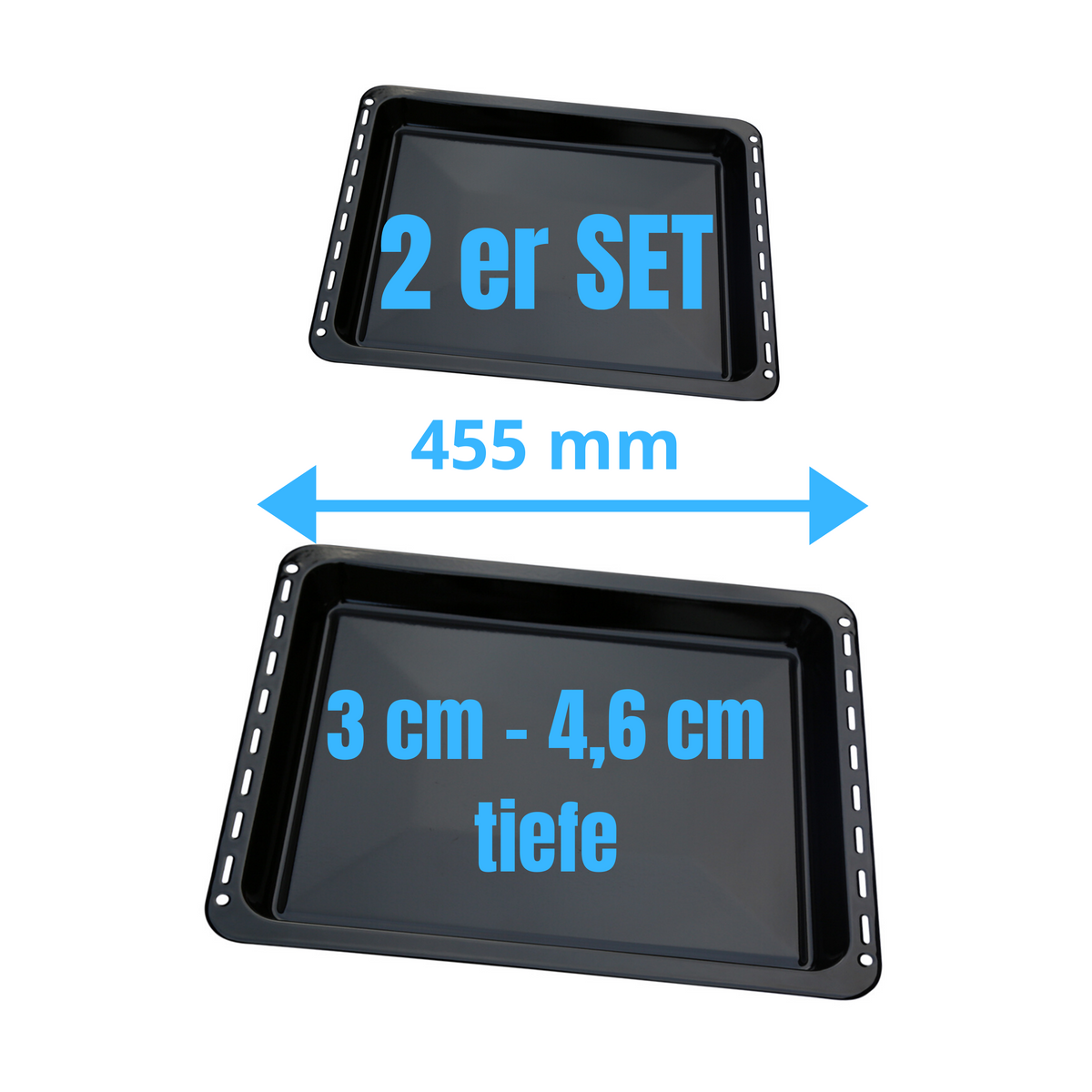 UNIQDEALZ 2er SPARSET 455x370x 31 und 46mm mit 2 Bleche 2 Tiefe emailliert Neff Bosch Siemens passend für BSH 662999, 434038 Bosch Siemens Neff