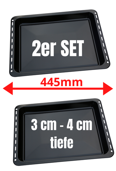 UNIQDEALZ 445x375x 30 und 40mm mit 2 Backbleche 2 Tiefe emailliert passend für Bauknecht Whirlpool Ignis IKEA